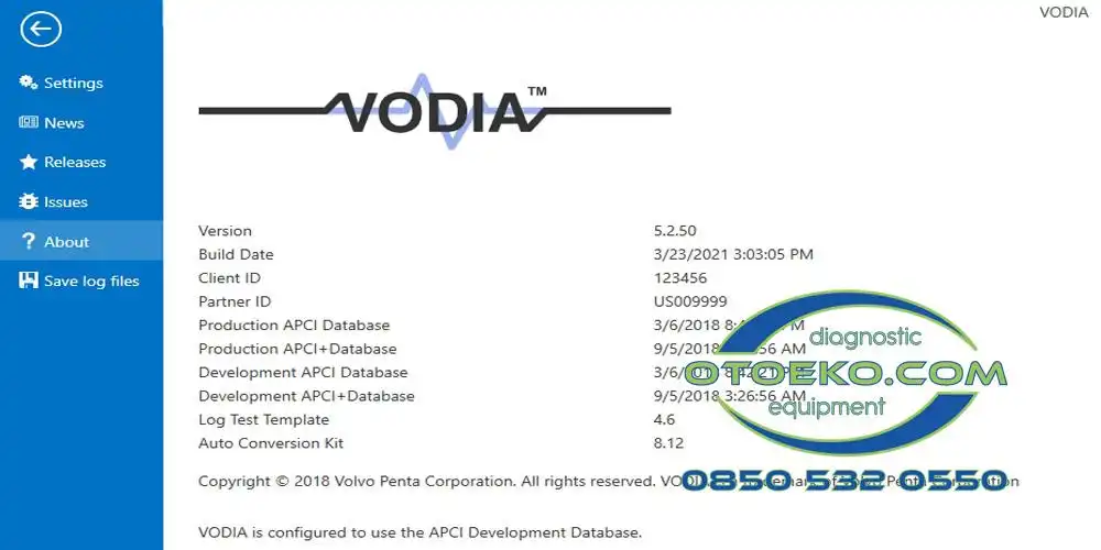 برنامج فحص محركات فولفو بنتا البحرية والمولدات Volvo Penta VODIA 5 (v5.2.50) لمعايرة أنظمة EVC/IPS واليخوت